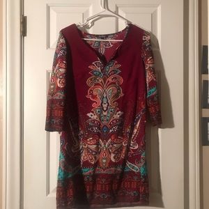 Burgundy patterned dress